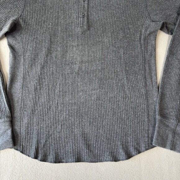 Rag & Bone Shirt Men’s M Gray Waffle Cotton Henley Heavy Gauge Thermal Preppy - Picture 3 of 16
